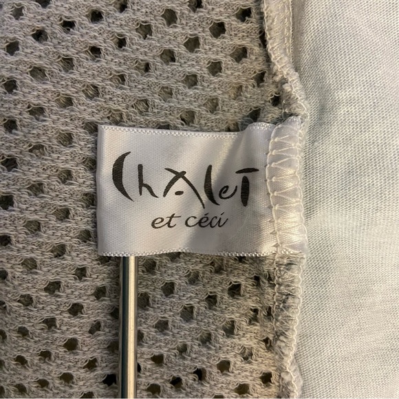 Chalet et Ceci Gray Cardigan Duster Mesh Back Small With Pockets - Picture 9 of 10